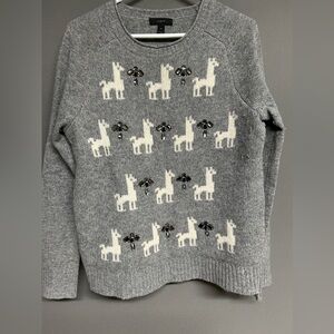 J. Crew Gray Sweater with Llama Design